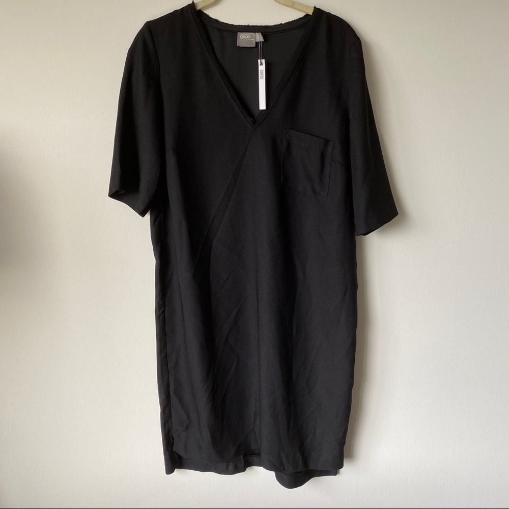 ASOS Black Shift V-neck Pocket Dress